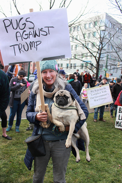 One woman used her dog to share her cause.