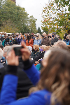 People gather together for the Rose-Laying Ceremony to honor those lost on Pan Am Flight 103.