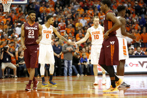 Syracuse guards Michael Gbinije and Trevor Cooney combine to play 75.3 minutes per game and 30.7 points per game. 