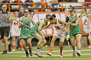 No. 2 Syracuse fell to No. 3 Florida, 11-10, in overtime after a costly Allie Murray turnover. (Photo from last year's game against Notre Dame). 