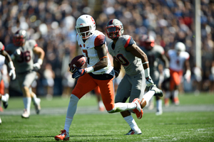 Amba Etta-Tawo outpaced Connecticut on Saturday, breaking the Syracuse record for reception yards in a game. He had 270 yards on 12 catches. 