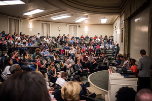 More than 100 people attended the forum, held in Maxwell Auditorium Monday night. 