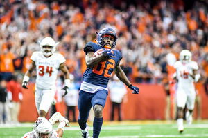 Nykeim Johnson caught an 82 yard touchdown to break open SU's scoring run.