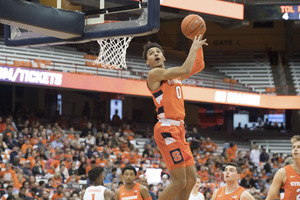 Brycen Goodine won the 3-point shooting contest before the scrimmage. 