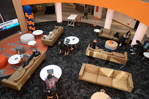 The new Schine Student Center has four floors with dining options and student hang out spots.