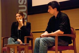 (From left) Laura Beachy and Cory Sage produced the documentary 'We Were Quiet Once' to tell the story of individuals who witnessed acts of terrorism. The film was screened for students and professors in the Joyce Hergenhan Auditorium on Monday.