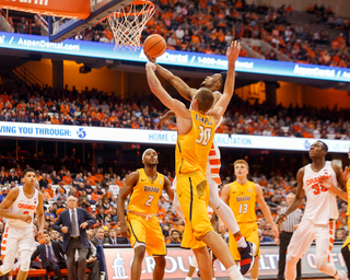 Oshae Brissett goes up for a layup. He finished with 17 points.