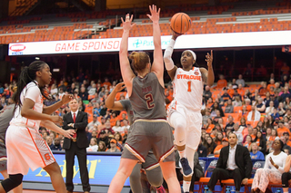 Raven Fox releases a jump shot. She made just one of her six field-goal attempts. 